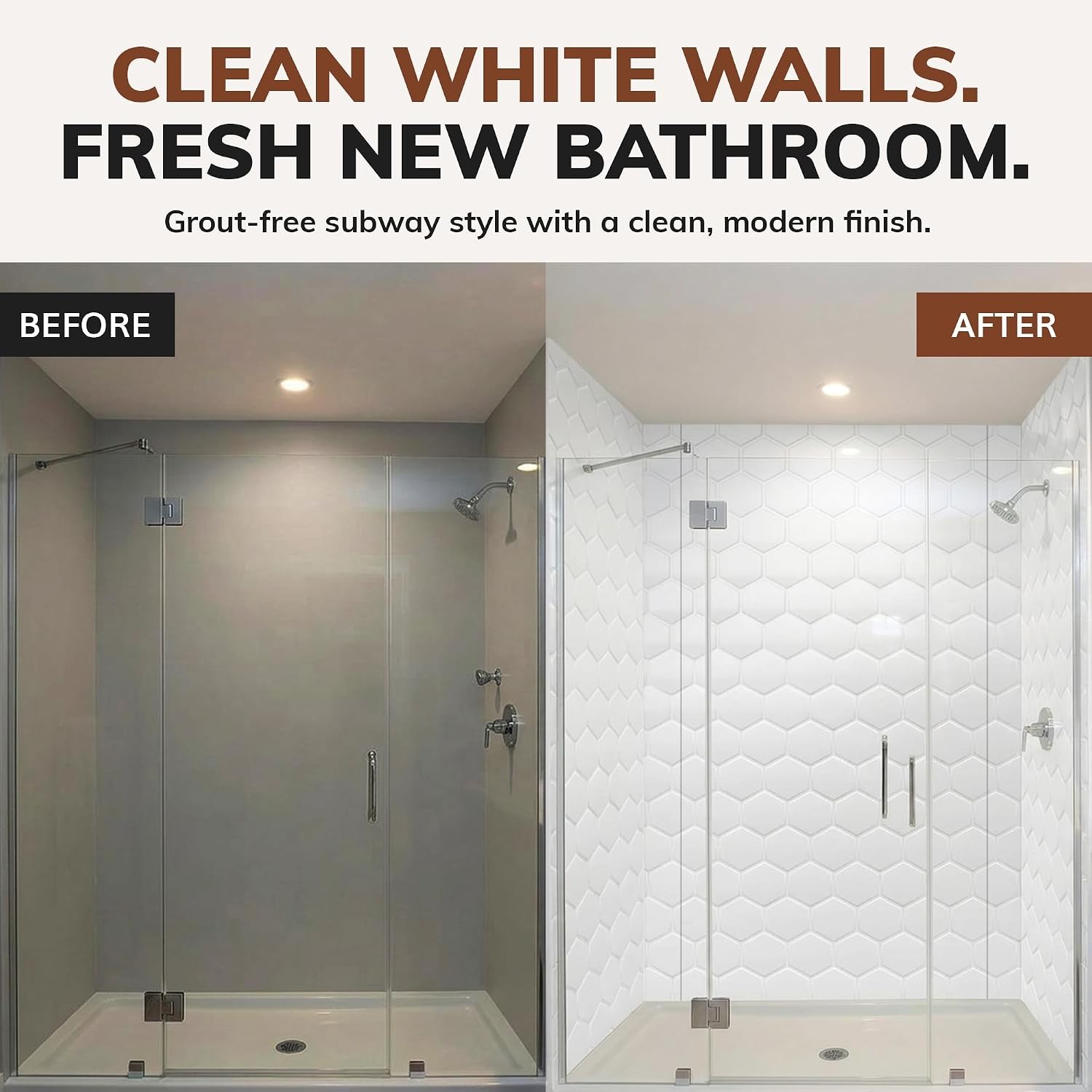 133-WHITE-HEX-KIT Hex Tile – Tub and Shower Wall Panels Surround (Covers/ 96