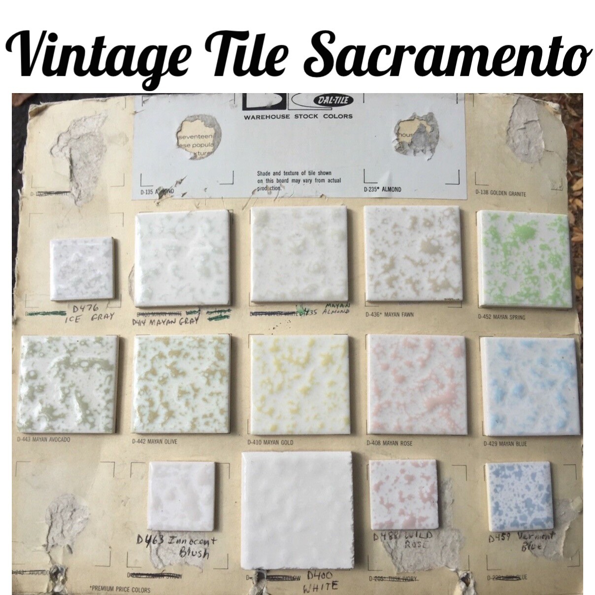 Discontinued Dal tile Mayan White & all colors bumpy splatter dapple dimple