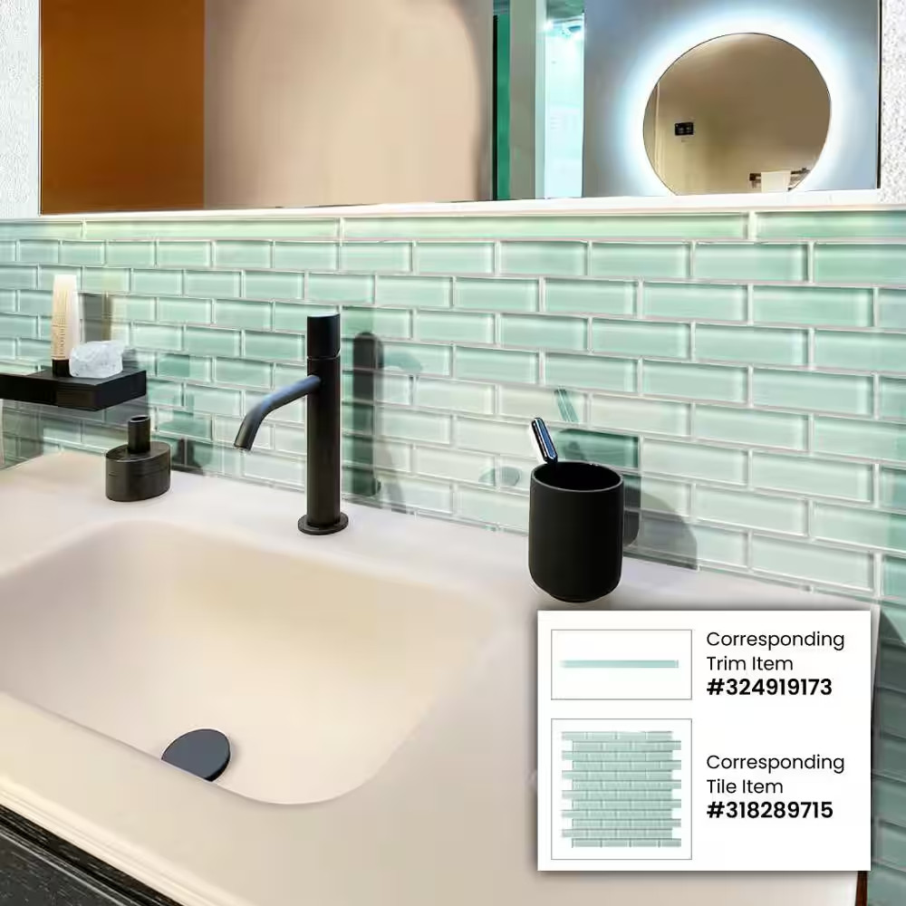 Aqua 11.9 In. X 11.9 In. Polished Glass Mosaic Tile (4.92 Sq. Ft./Case)