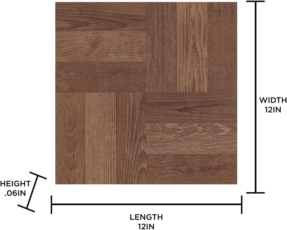 Peel & Stick Parquet Floor Tiles – Brown – Easy Installation, Water Resistant