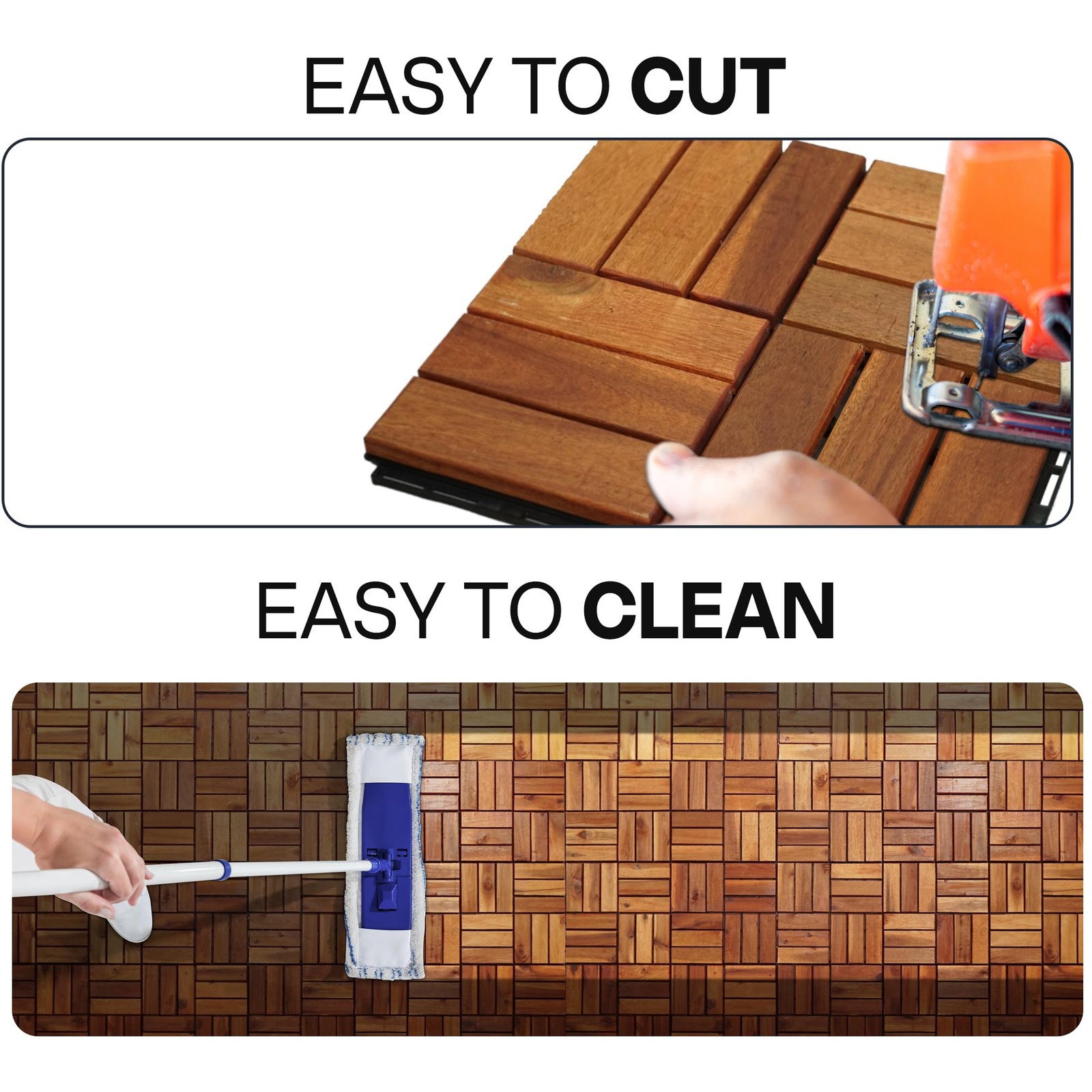 Wood Interlocking Deck Tiles – 12″X12″ Indoor & Outdoor Flooring Tiles for Balco
