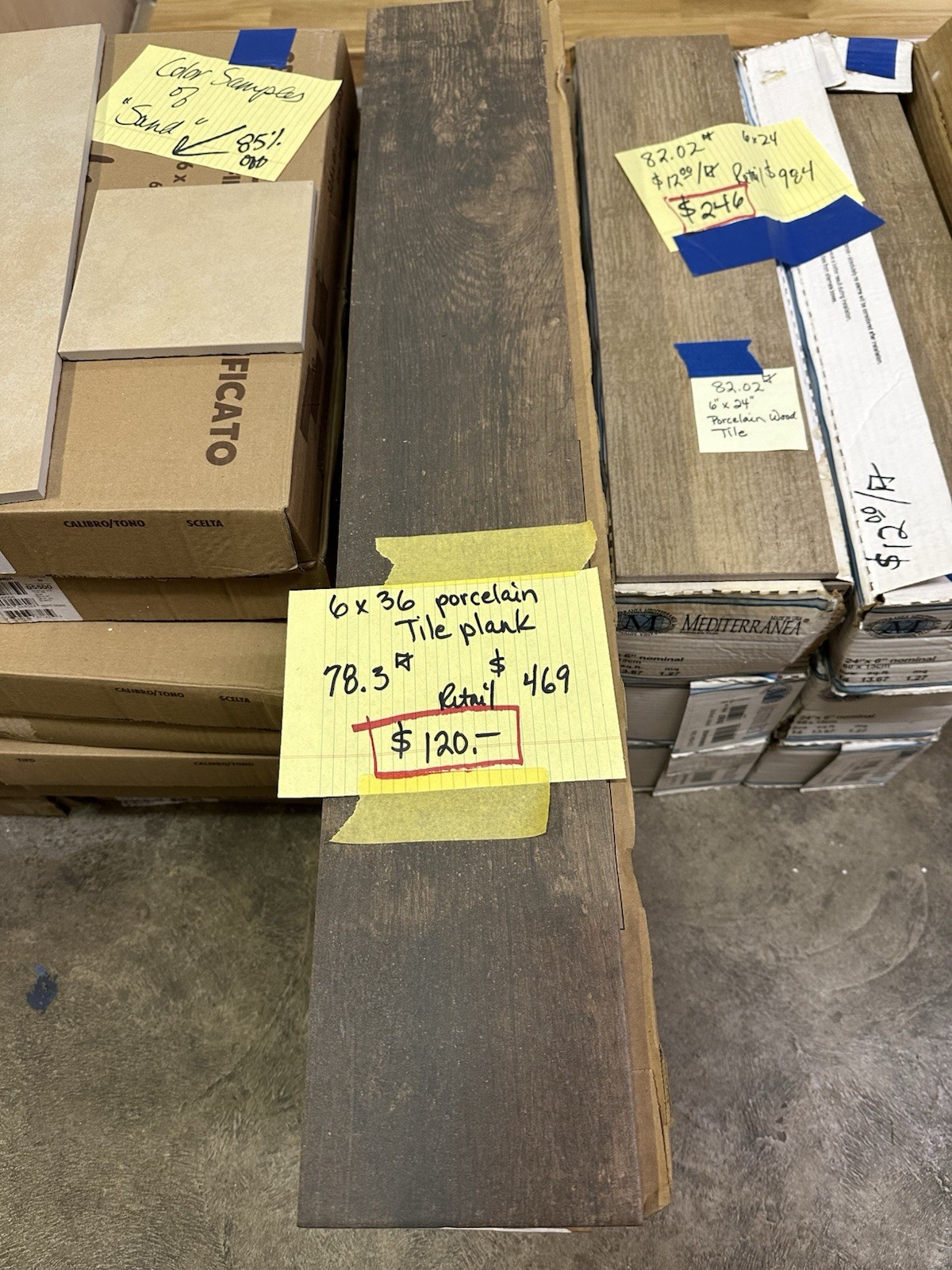 Porcelain Tile Wood Plank, Dal Tile. 6” X 36”, Dark Brown Color. 78.3 Sq Ft