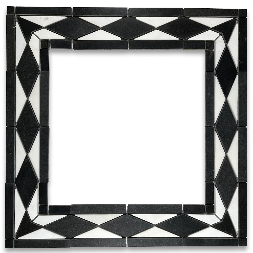 B0007P Marble Mosaic Border Listello Accent Tile Classic Nero 3×7.9 Polished