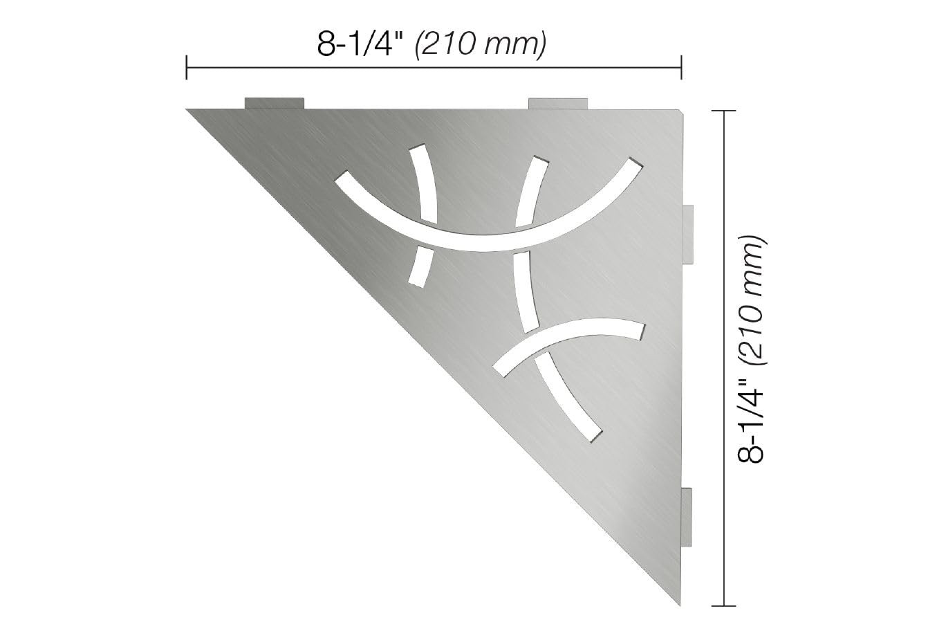 Triangular Corner Shelf for Tiled Walls Curve Design, Stainless Steel Materi…