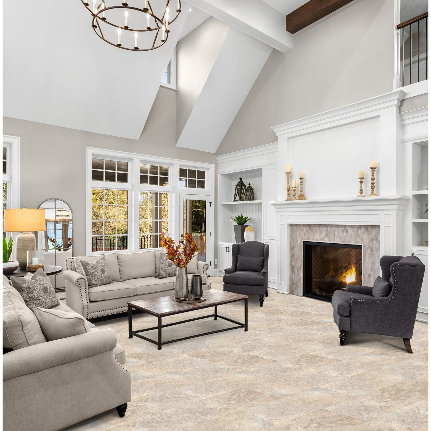 Palazzo Self Adhesive 12-Inch Vinyl Floor Tiles, 20 Rectangular Tiles – 12″ x…