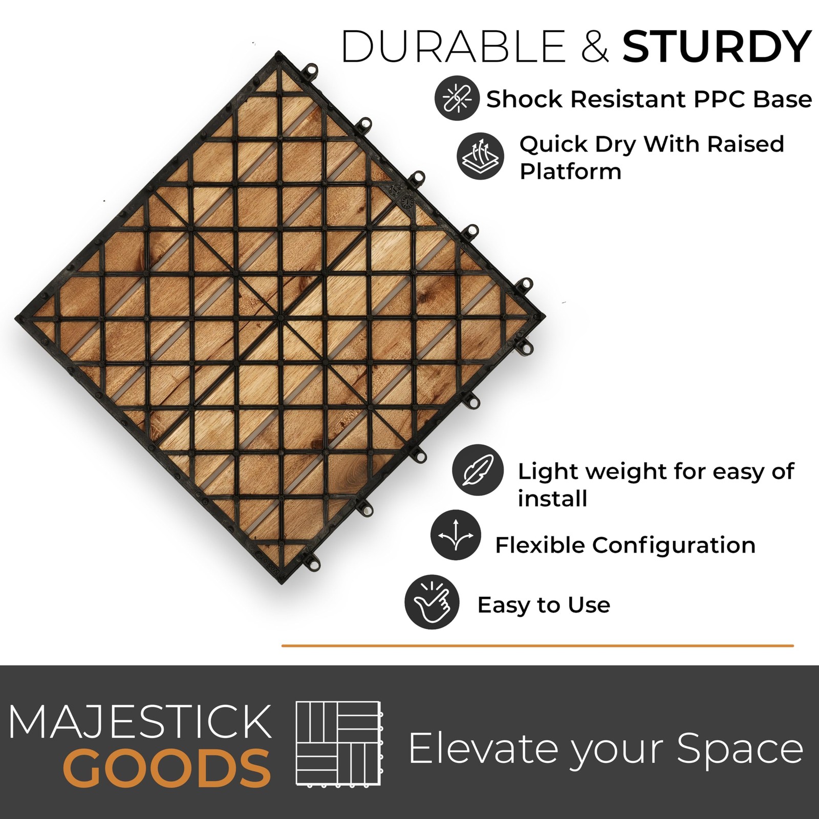 Interlocking Long Slat Deck Tiles, Acacia Wood Interlocking Deck Tiles – Easy…