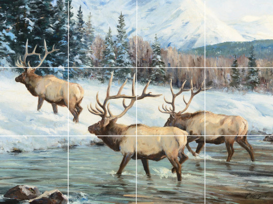 elk reindeer deer wildlife nature country western ceramic tile mural backsplash