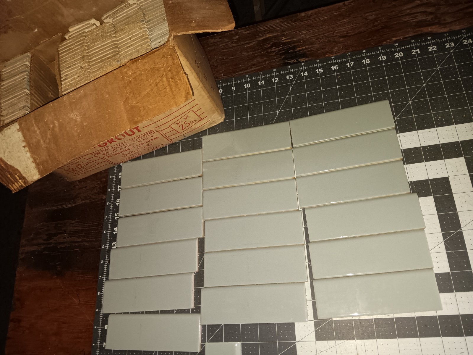 20 pieces Unused Antique Tile 2 x 6 Bullnose Trim BLUE GRAY Kitchen Bath