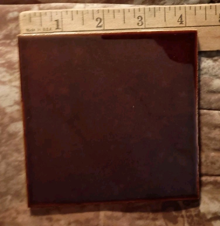 Vtg Oxblood Burgundy 1950s Tile Gardens California 4¼” Square High Sheen Gloss 4