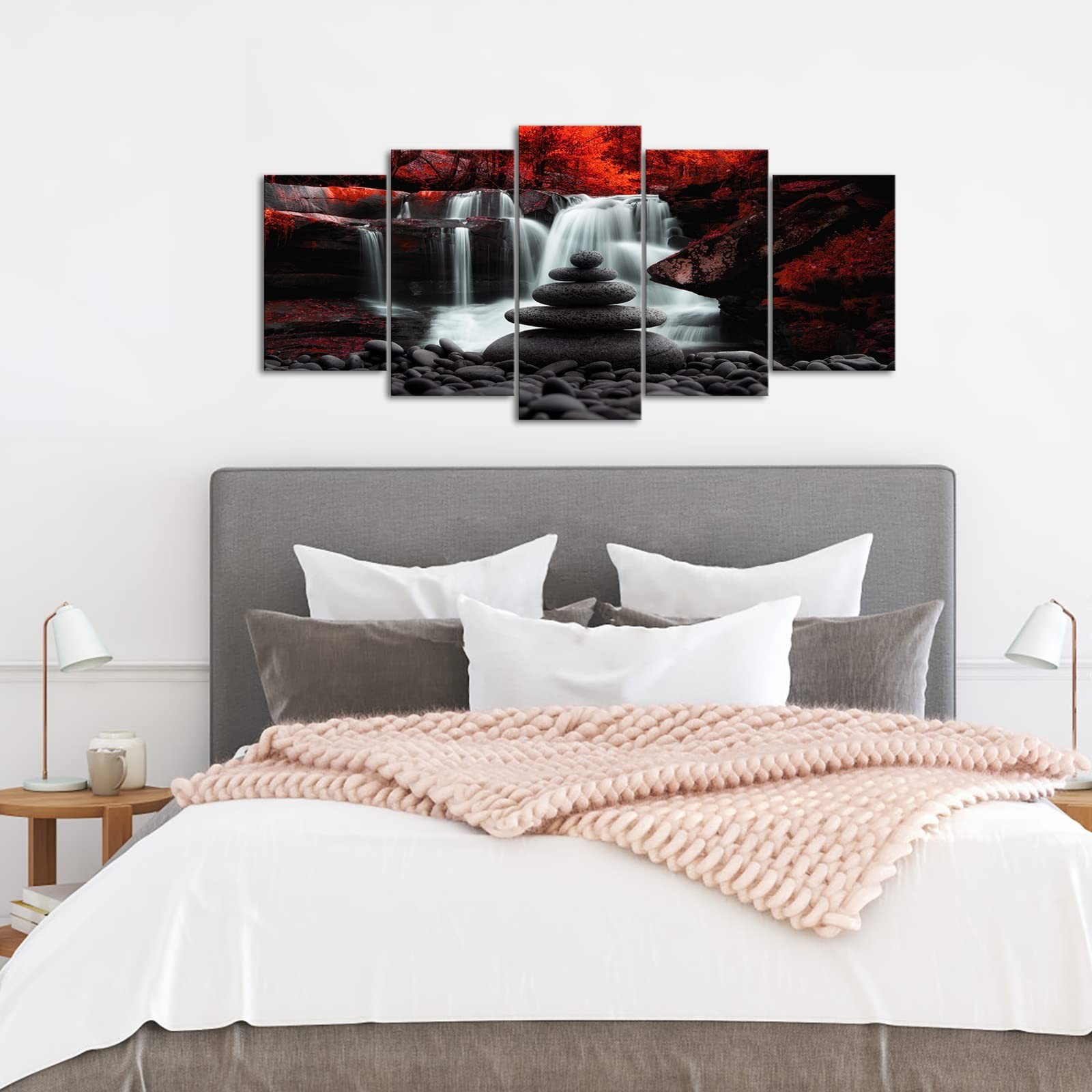 Conipit Black White Red Landscape Print Artwork for Living Room Red Tree Canv…