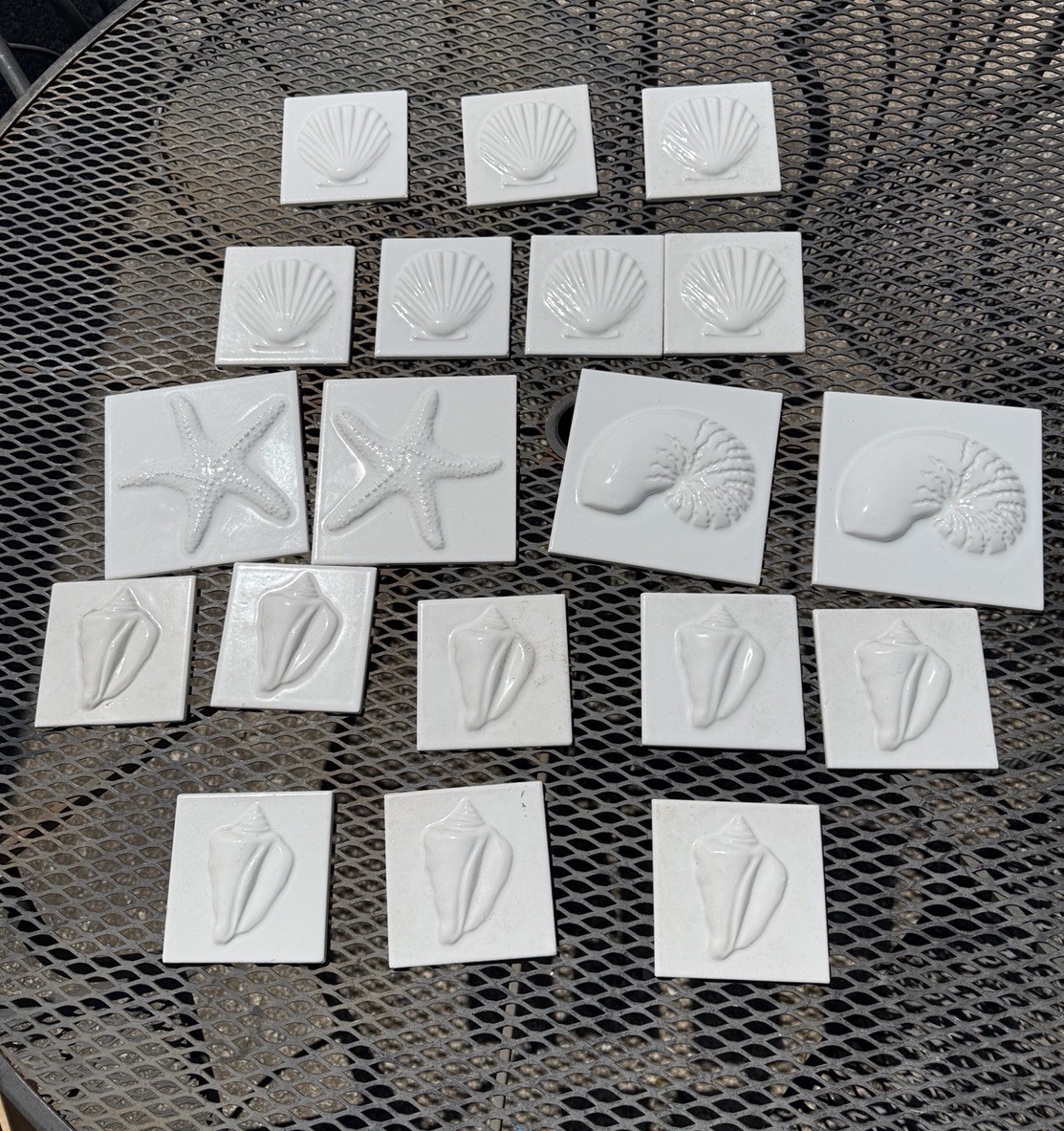 Lot Of Shell & Starfish Ceramic Porcelain Tiles For Wall / Backsplash 4.25/6 in