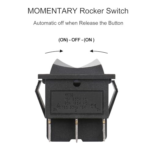 DPDT Rocker Switch (ON)-Off-(ON),6-Pin 3 Position Snap-in Toggle 1 Momentary