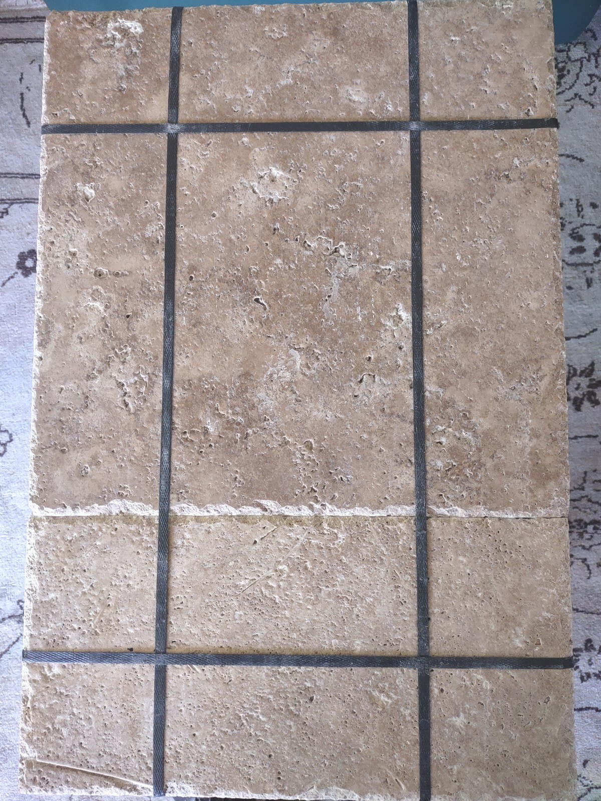 Flooring Tile, Travertine, chiseled, Noce, brushed, 142 square feet