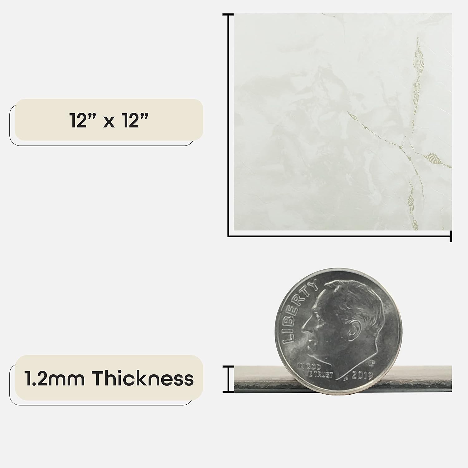Home Furnishings Nexus 12in Vinyl Tile White Grey Marble Veins 20 Count Pack One