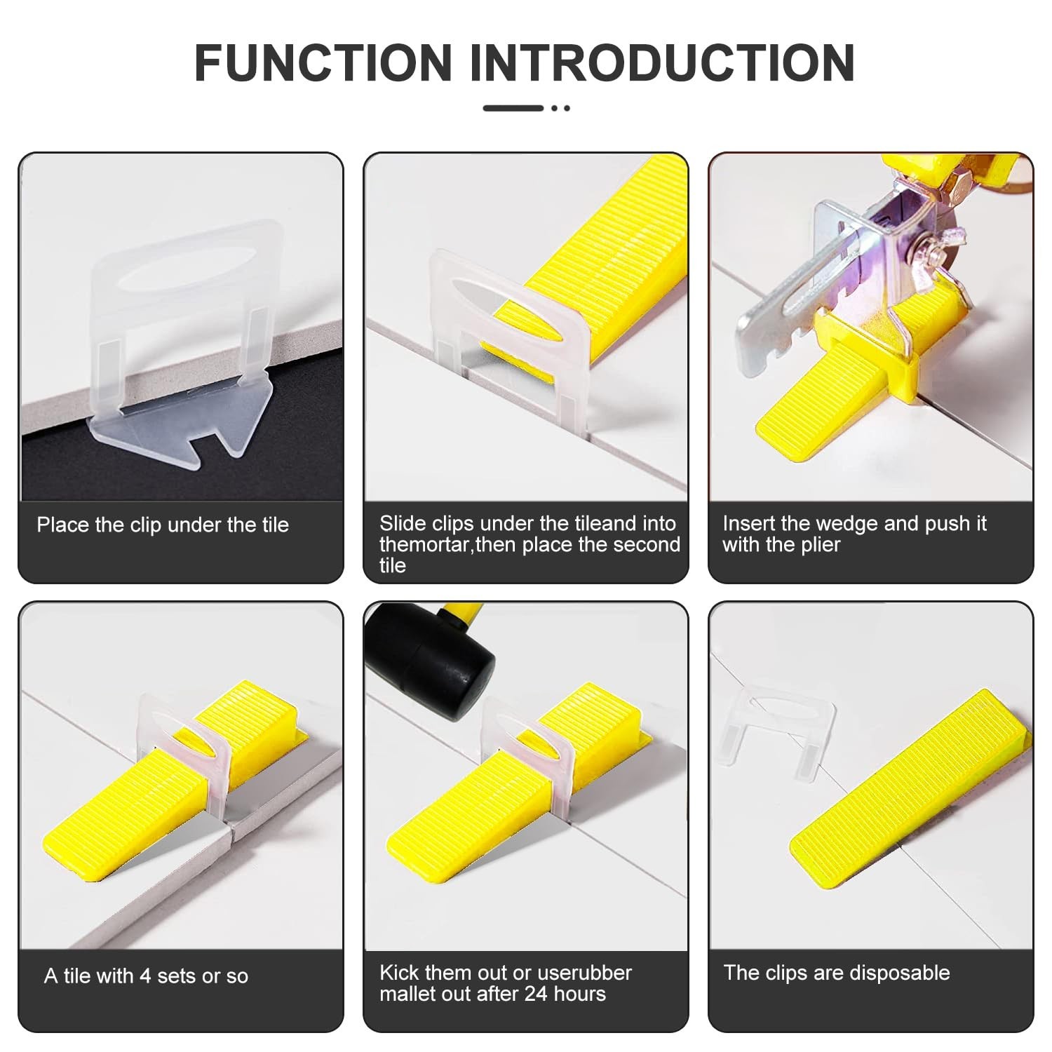 Tile Leveling System Clips 1/8″ 2400 Pcs DIY Tiles Leveler Spacers Tile Level…
