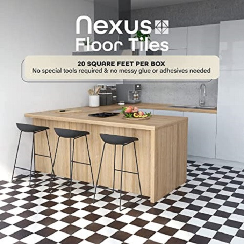 Black And White Vinyl Tiles Peel And Stick Floor 20 Pack Flooring Self Adhesive