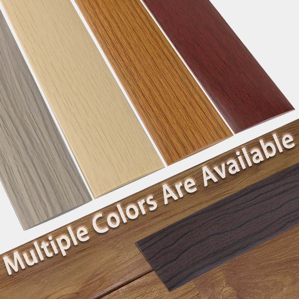 Self Adhesive Flat Vinyl Floor Transition Strip Wood Grain 3.28 FT Dark Walnut