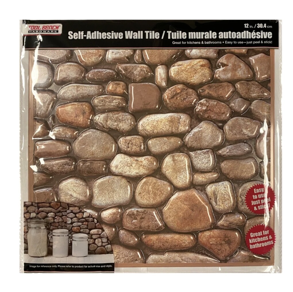 LOT of 5 Sheets Hardware Self Adhesive Tan, Brown and White Wall Tile, 12×12 in.