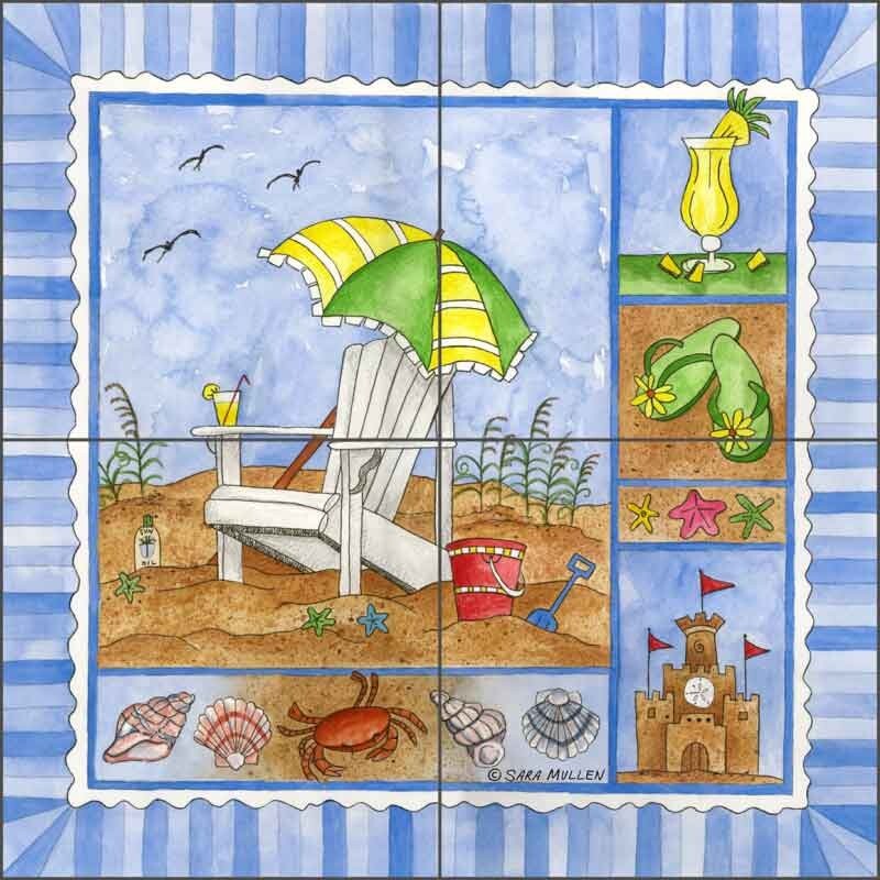 Beach Tile Backsplash Sara Mullen Coastal Art Ceramic Mural SM093