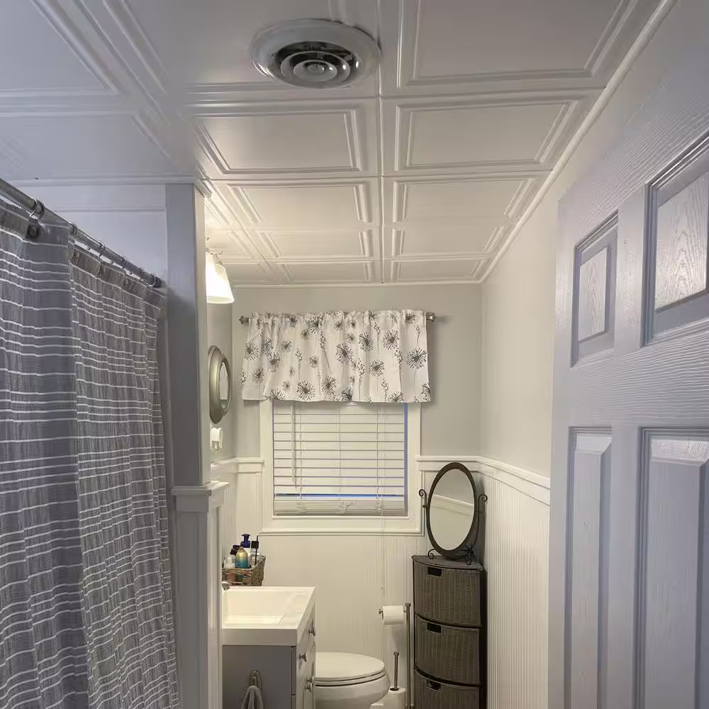 Line Art 1.6 Ft. X 1.6 Ft. Glue up Foam Ceiling Tile in Plain White (21.6 Sq. Ft