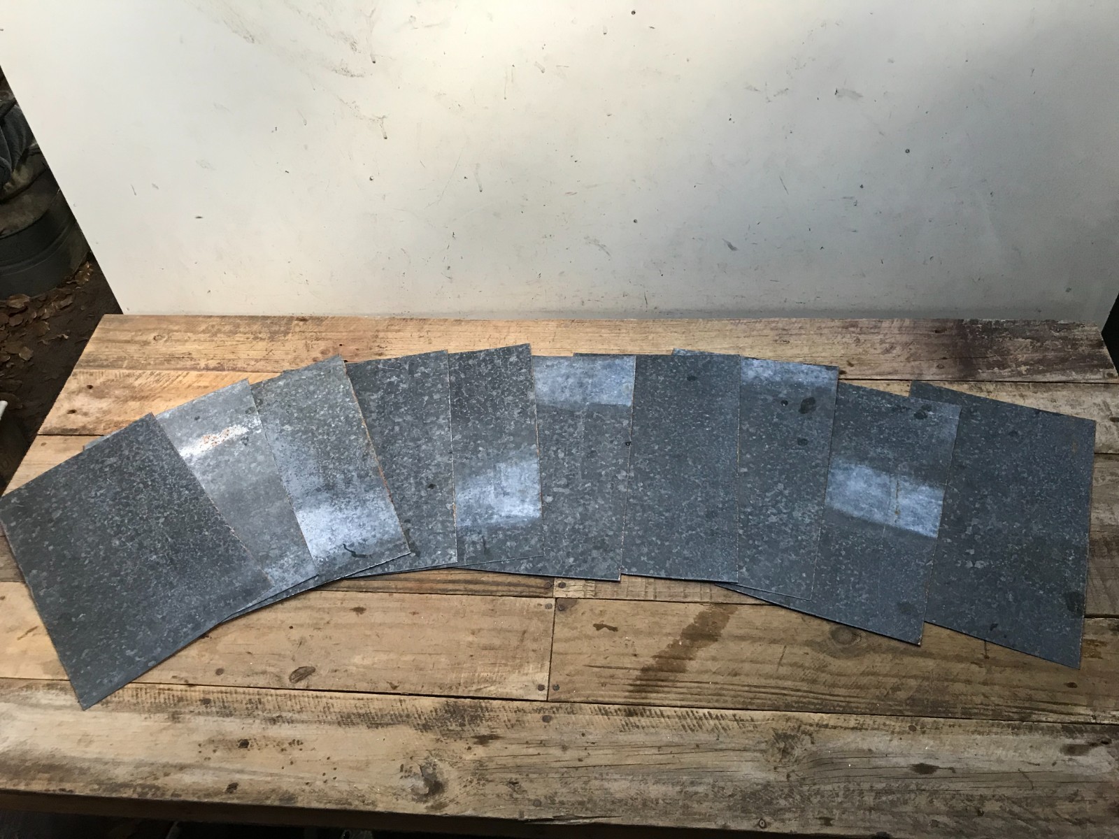 10 Rusty Galvanized Patina Sheet Metal 12″ x 7 1/2 – 8″ Wall Tile Art Garden (B)