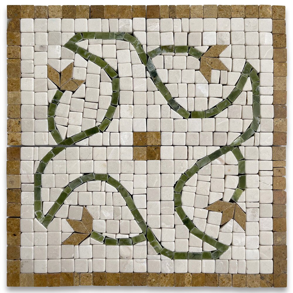 B4665CT Marble Mosaic Border Decorative Accent Tile Edera Antique 4×4 Tumbled
