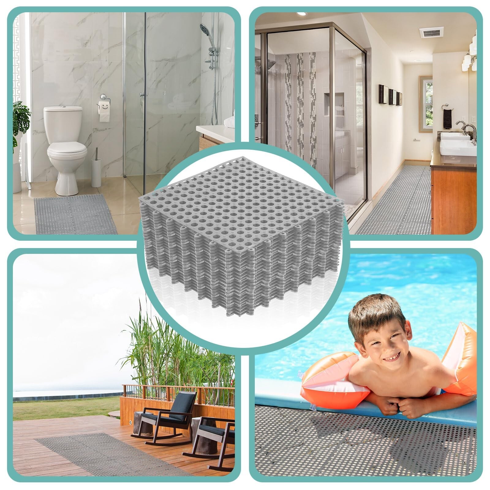 50 Pcs Drainage Interlocking Tiles Dry Deck Tiles 11.8” X 11.8” Interlockin…