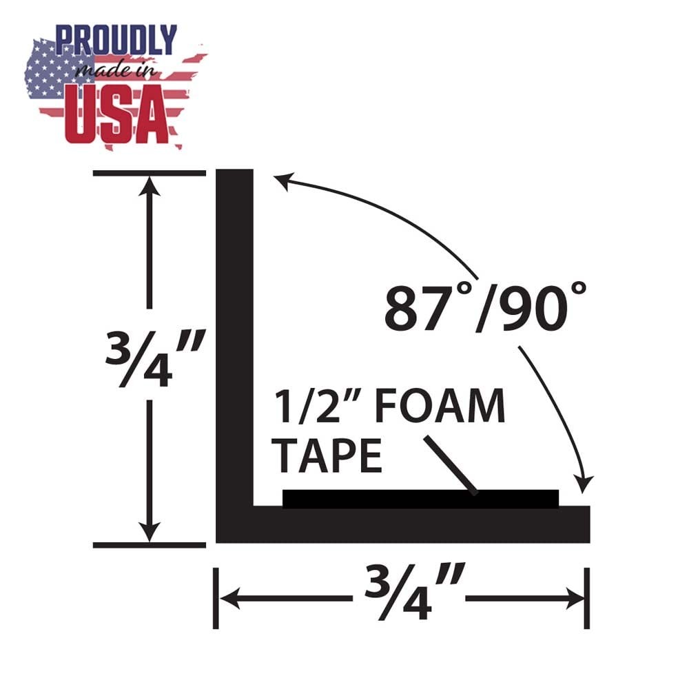 Styrene Plastic Angle Moulding Black 3/4×3/4 In 48 In Length 3 Pack