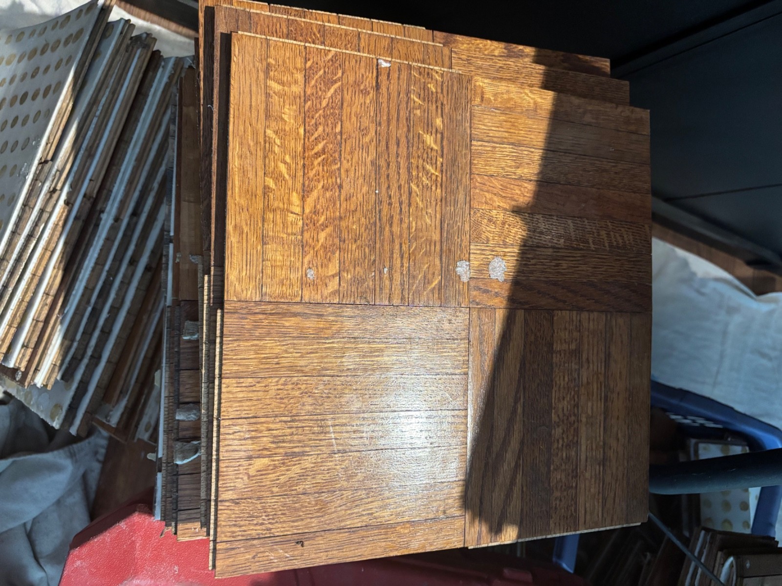 SOLID OAK PARQUET FLOOR 12″ x 12″ TILES 5/16 INCH; VINTAGE
