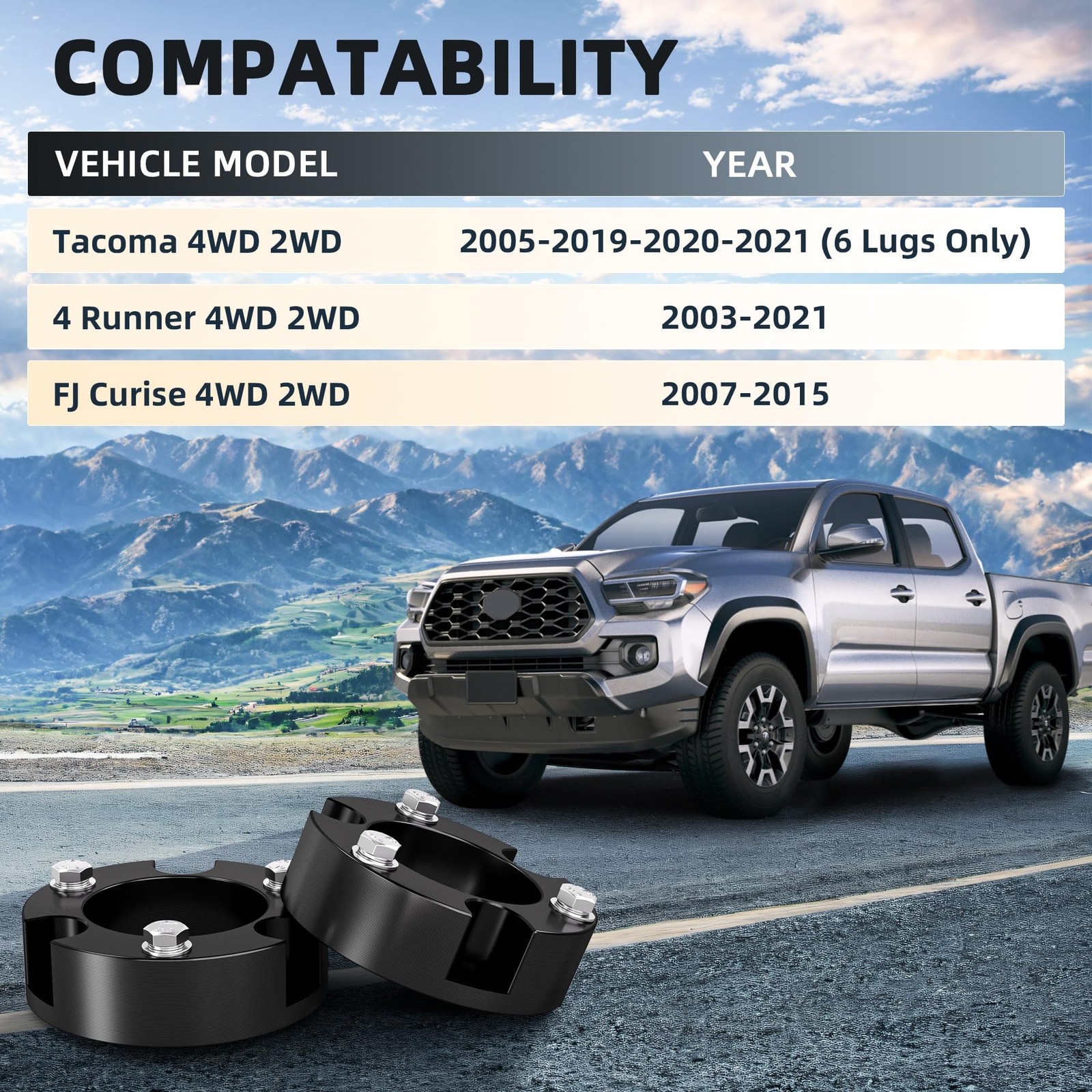 3″ Leveling Lift Kits for 2005-2023 Tacoma 2WD 4WD, 3 inch Forged Front Strut…