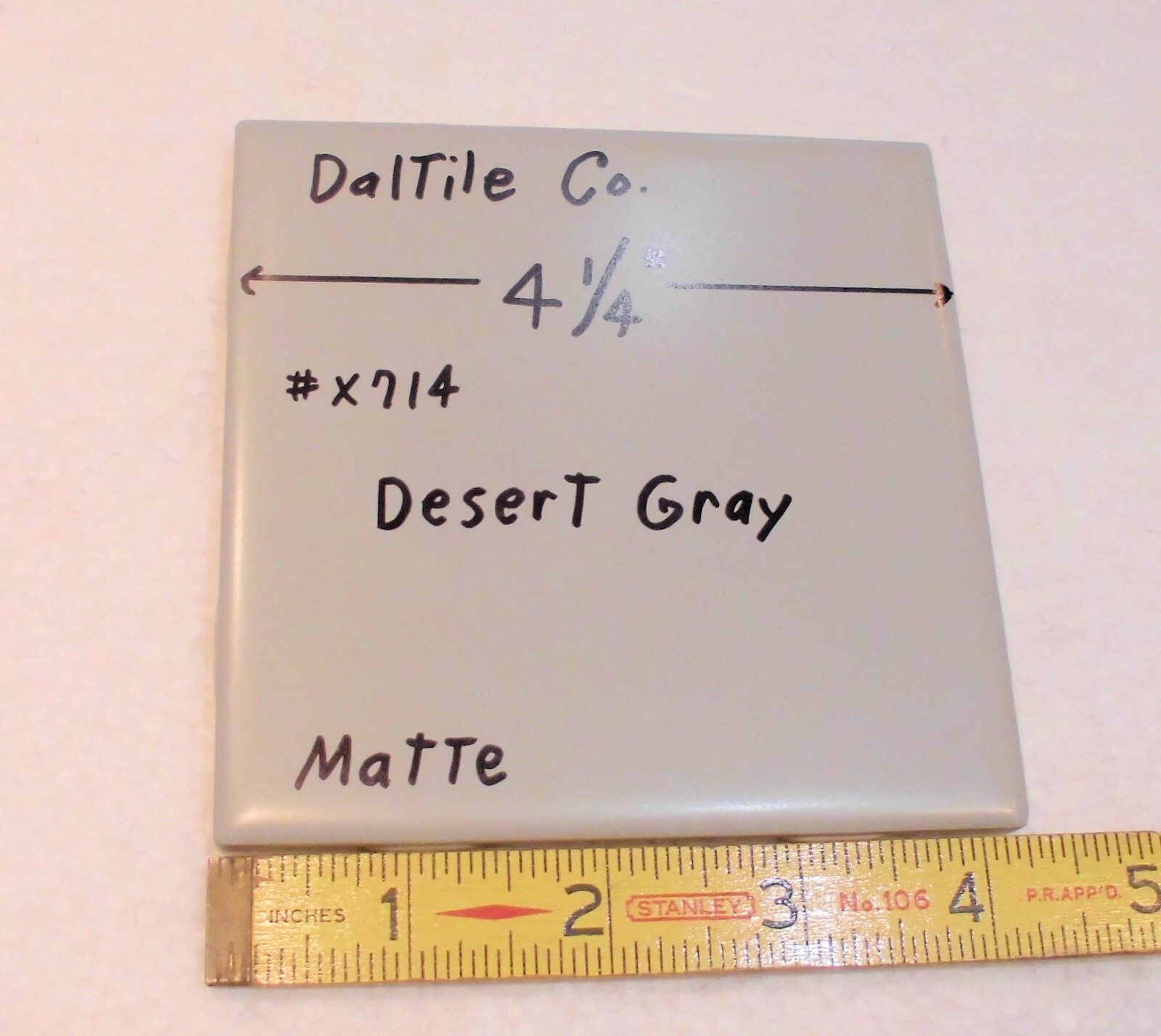 1 pc. Softer Matte Desert Gray: Ceramic Tile by Daltile… 4-1/4″ NEW