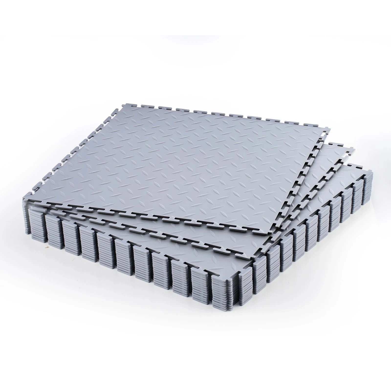 Garage Floor Tiles Interlocking 16 Pack 20.2×20.2×0.2 in PVC Light Gray