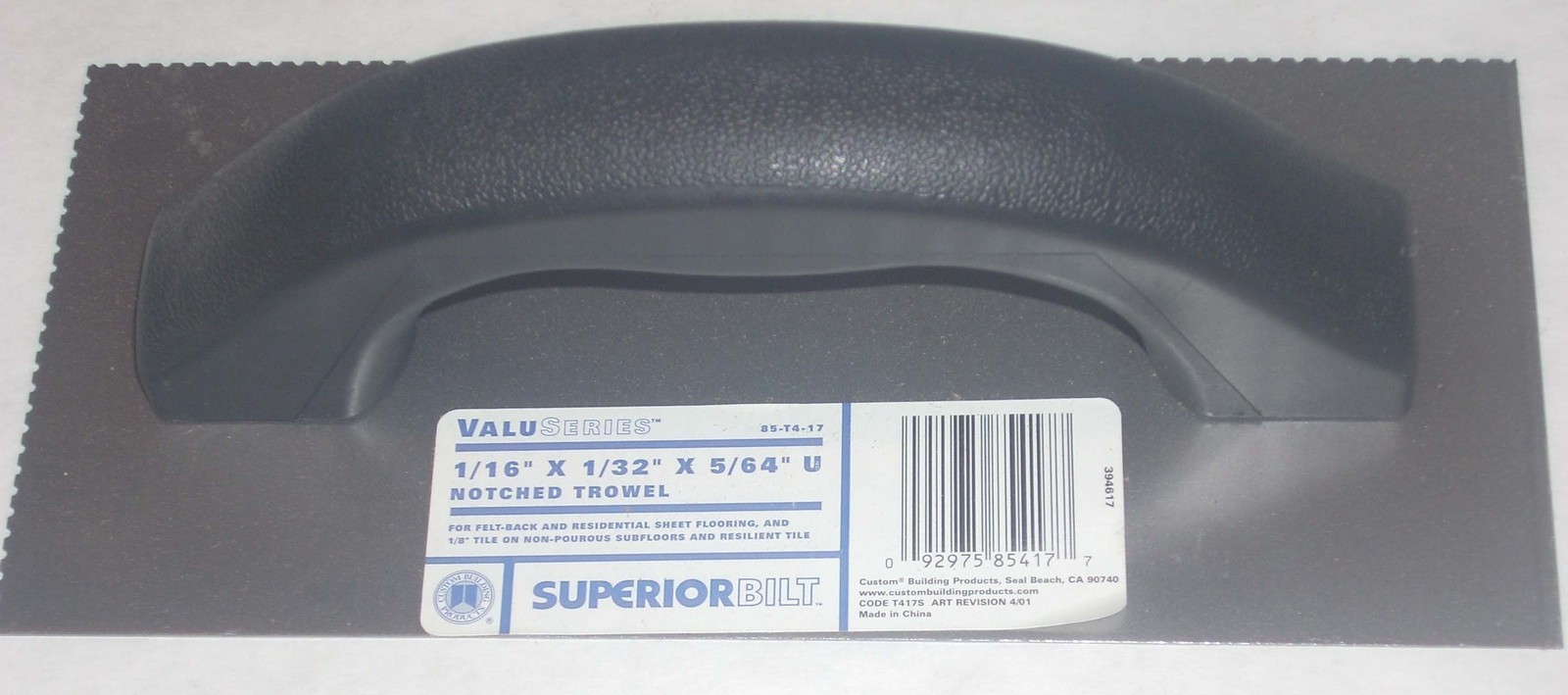 Superiorbilt 85-T4-17 Trowel 1/16 x 1/32 x 5/64 U Notched Trowel Residential She