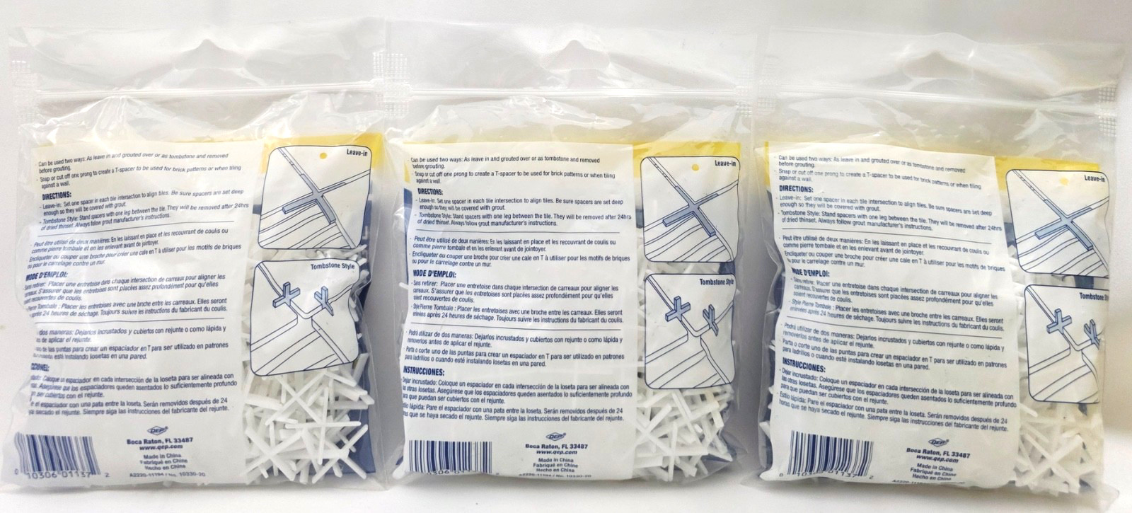 Lot of 3 Bags QEP 10330-20 Pack of 300 1/16″ Hard Leave-In Tile Spacers