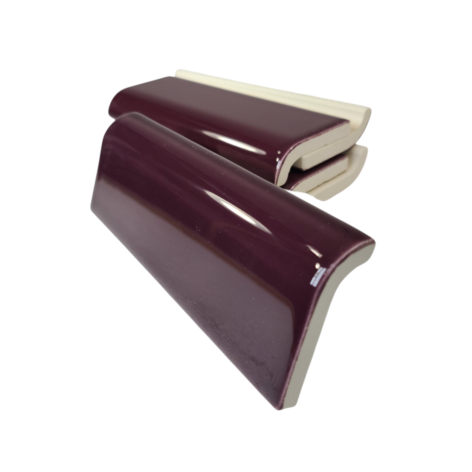 Purple Plum Ceramic Tile Mud Cap Bullnose Mudcap Subway Trim Shower Backsplash