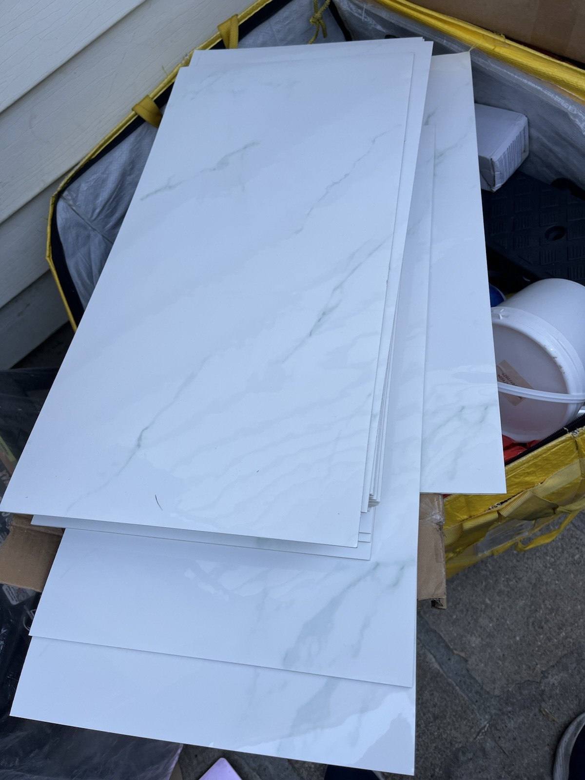 Carrara Marble-Look Porcelain Floor & Wall Tile 12×24 White/Gray Matte