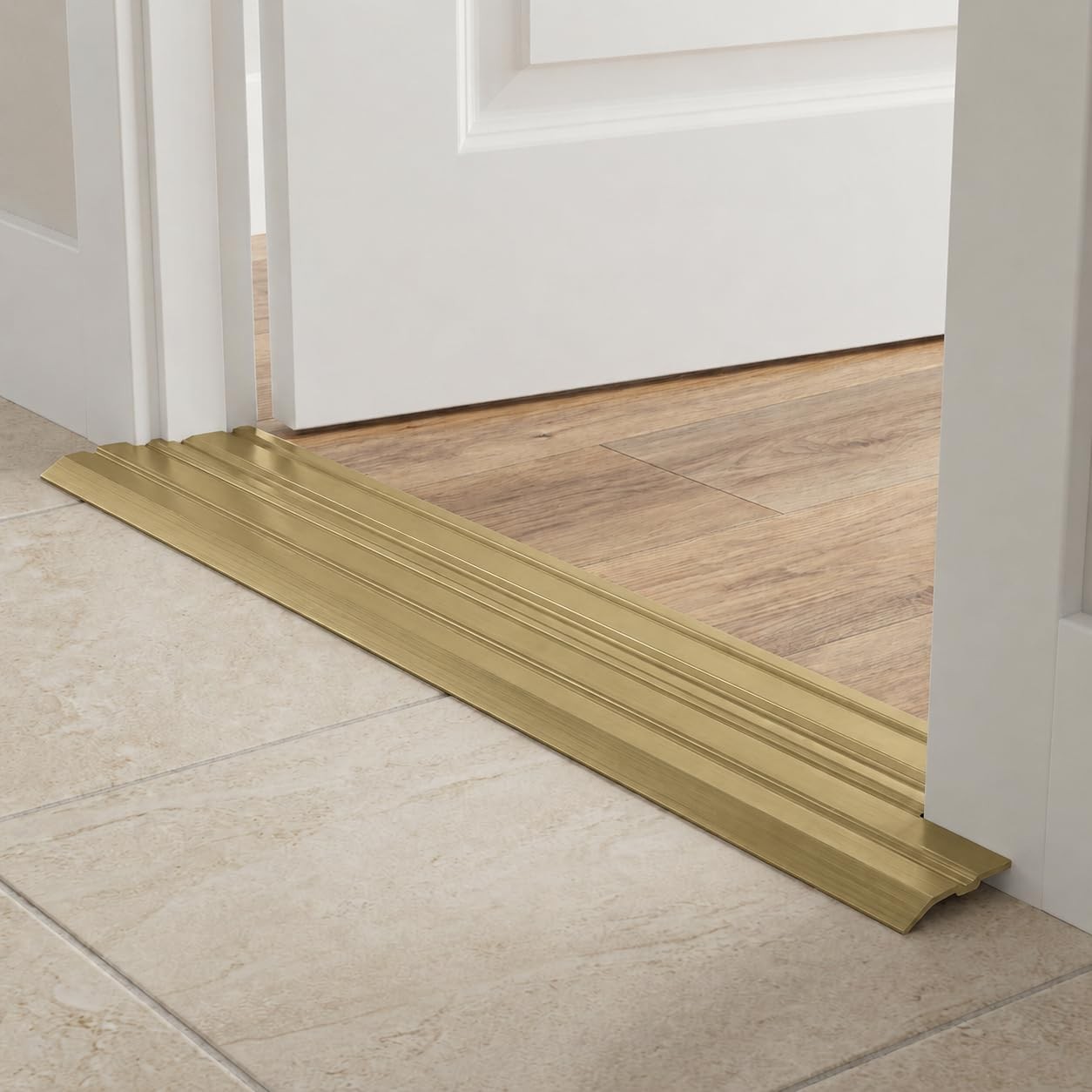 Uneven Floor Transition Gold Aluminum Threshold, 4″ Wide x 3 FT Anodized Gold