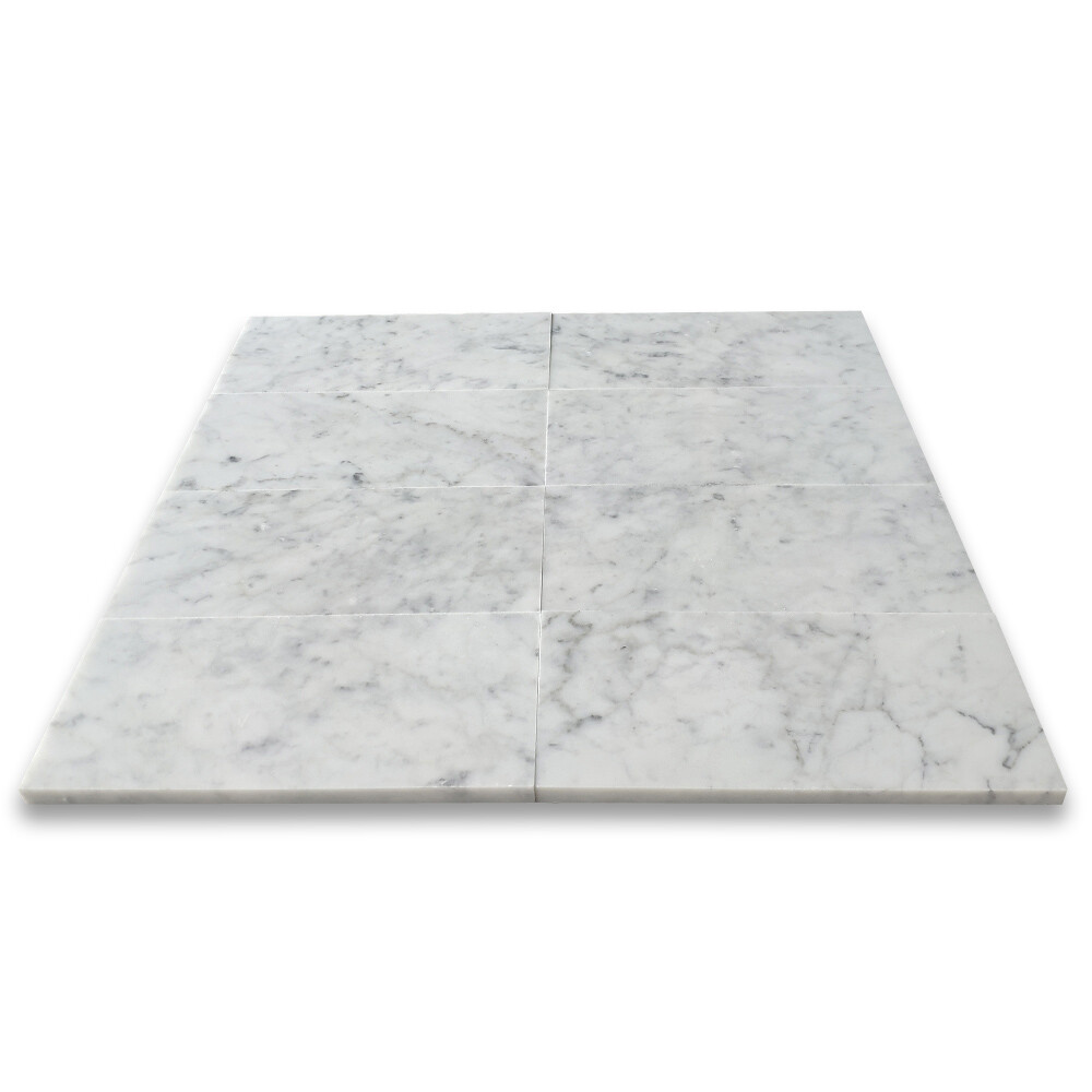 C52P 4×8 Carrara White Marble Wall Floor Tile Polished Bianco Venato