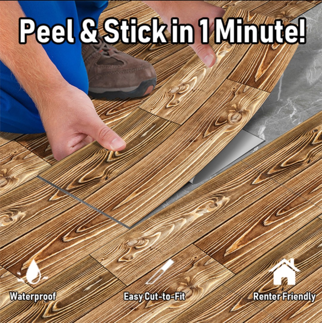 Wood Grain Peel and Stick Floor Stickers, Self-Adhesive Non-Slip Flooring Decal