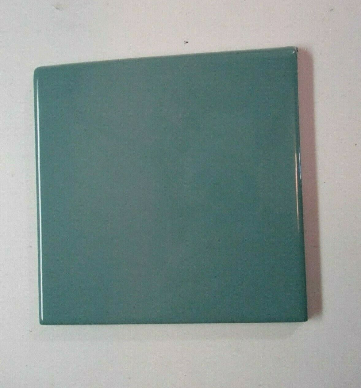 1 Bullnose Wall Tile Summitville USA ’60 Ceramic 3-7/8″ Mid Teal Green Gloss MCM