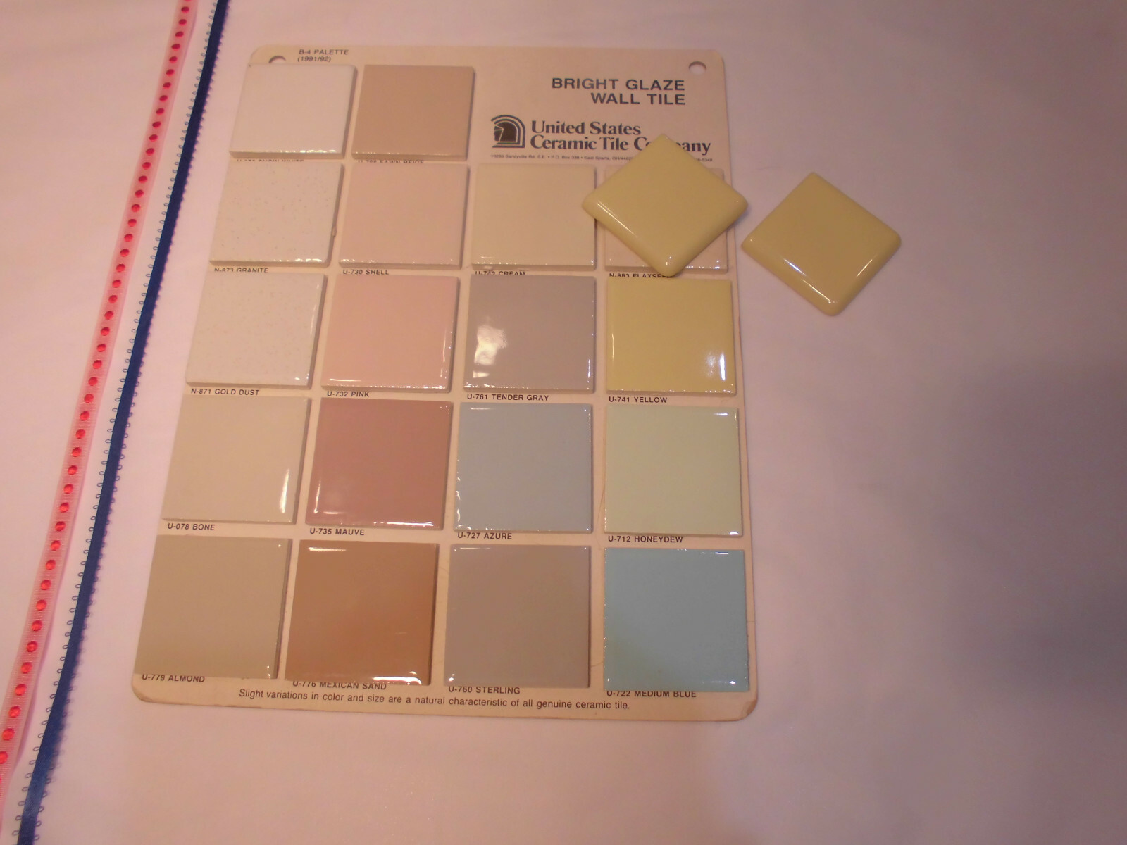 2 pcs. Glossy Yellow 2″ X 2″ X 5/16″ Ceramic Surface Bullnose Corner Tiles NEW