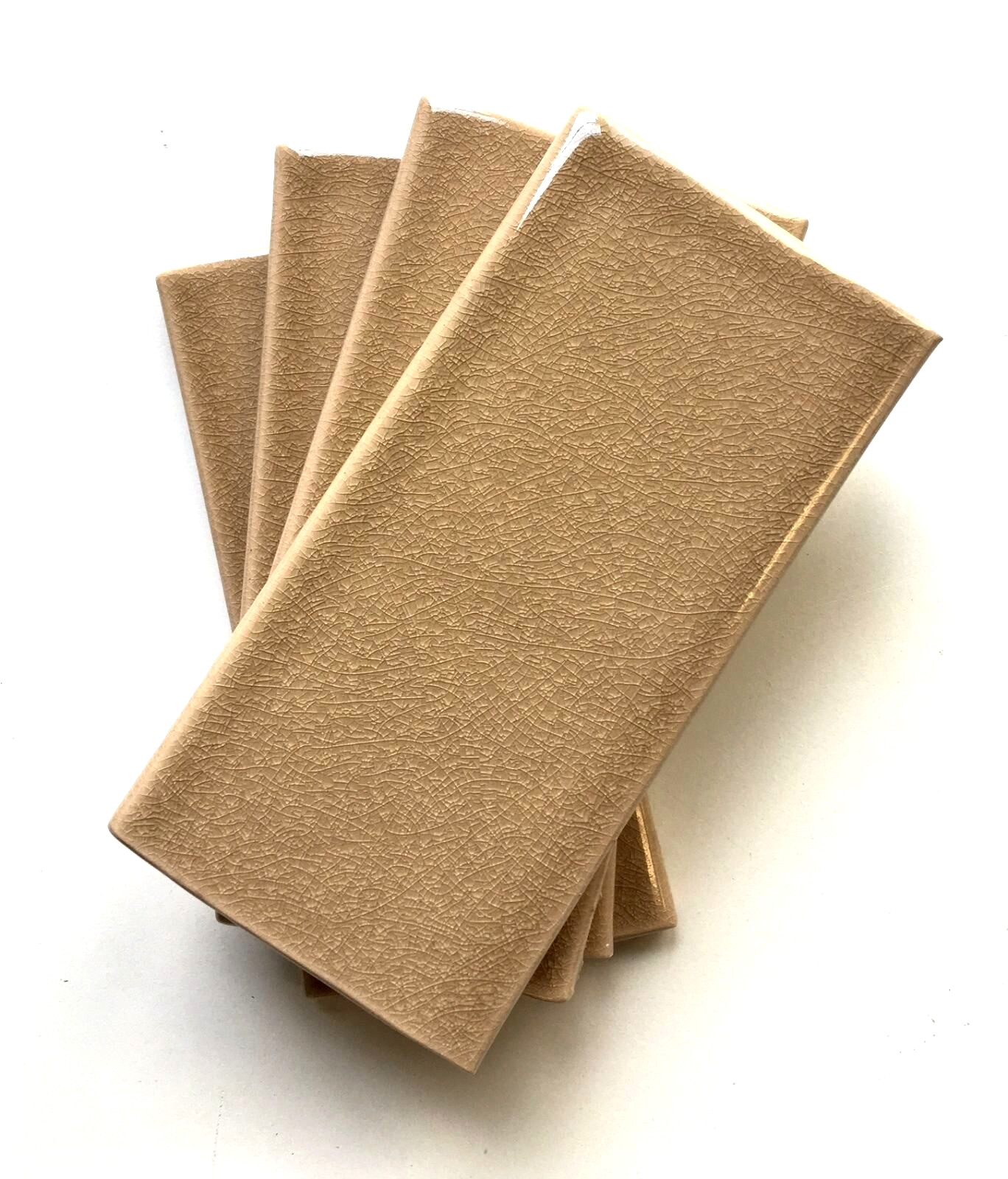 3×6 Cafe Latte Handmade Glossy Finish Crackled Ceramic Tile Wall Backsplash Bath