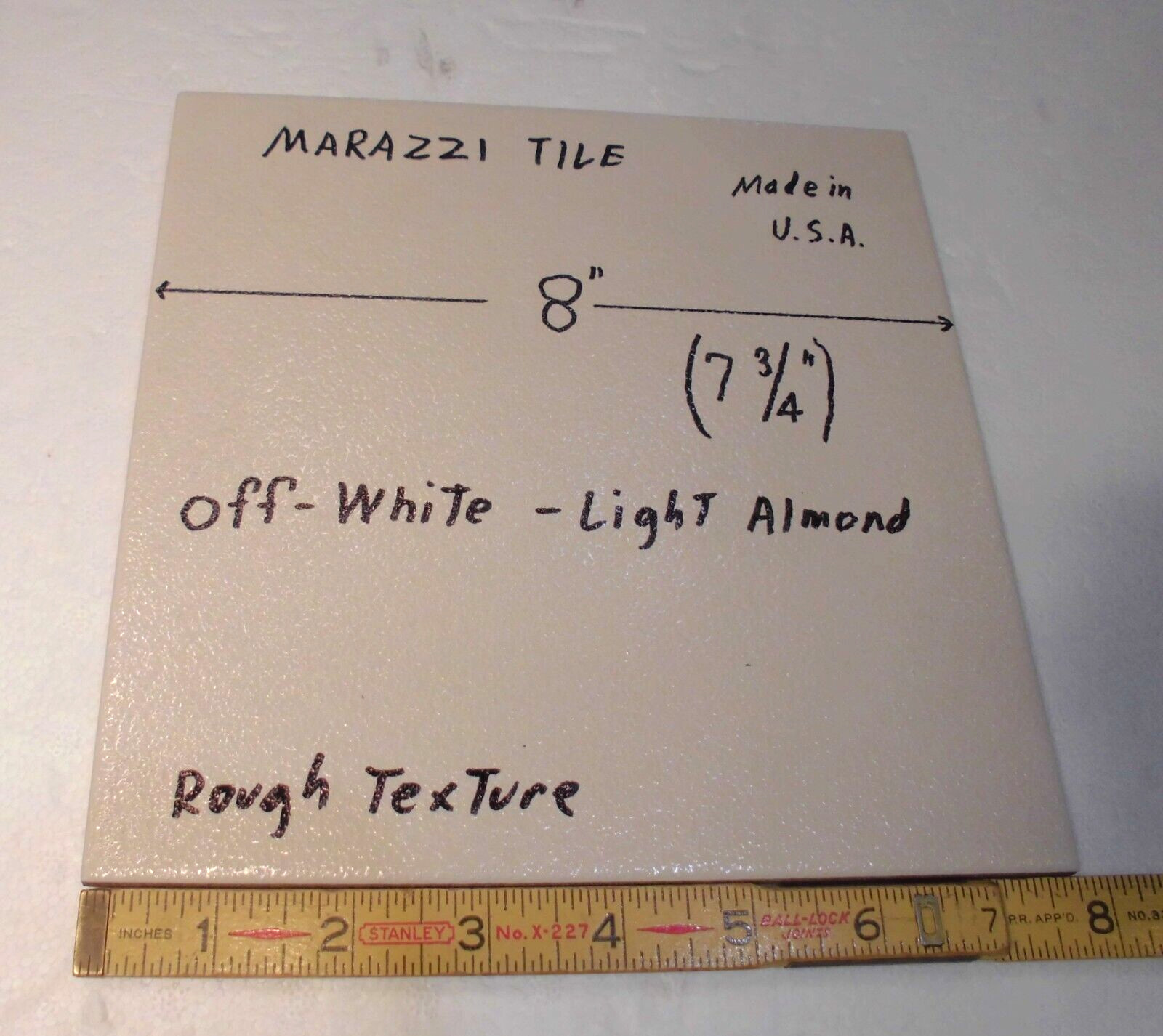 1 pc. Off-white – Light Almond: 8″ Ceramic Floor Tile by Marazzi, Rough Texture