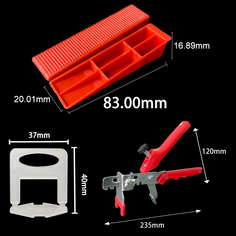 Tile Leveling System with Tile Plier, Tile Spacers Clips and Reusable Wedges