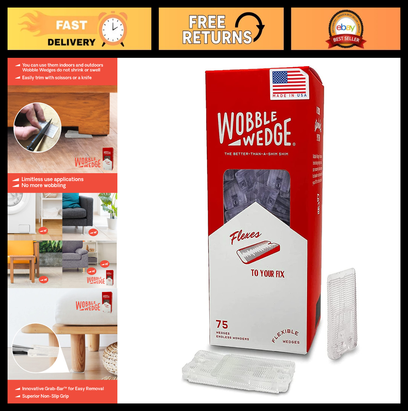 Flexible Plastic Leveling Shims – Home Improvement Furniture & Appliance Wedges