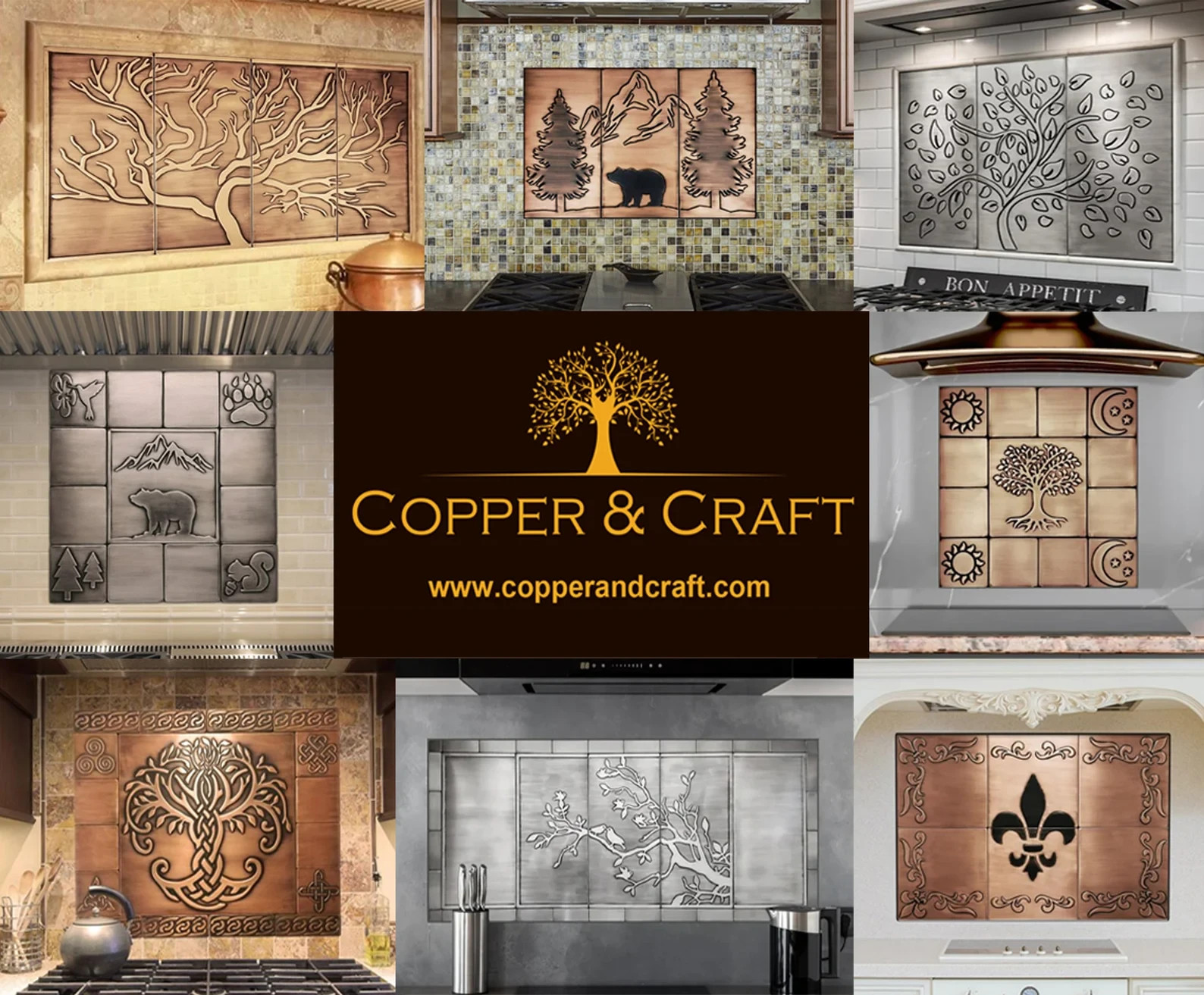 16-Piece Handmade Metal Tile Set – Wall Art for Kitchen- Fireplace – Accent Wall