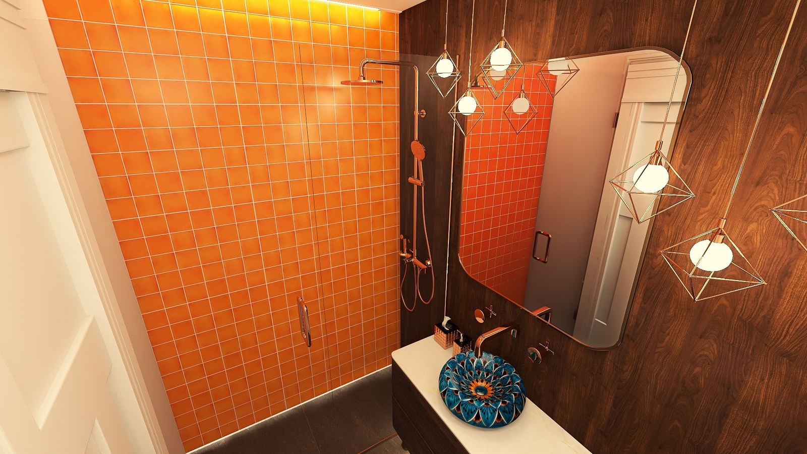 Single-color Talavera orange wall tiles for bathroom kitchen – Mostaza Deslavado