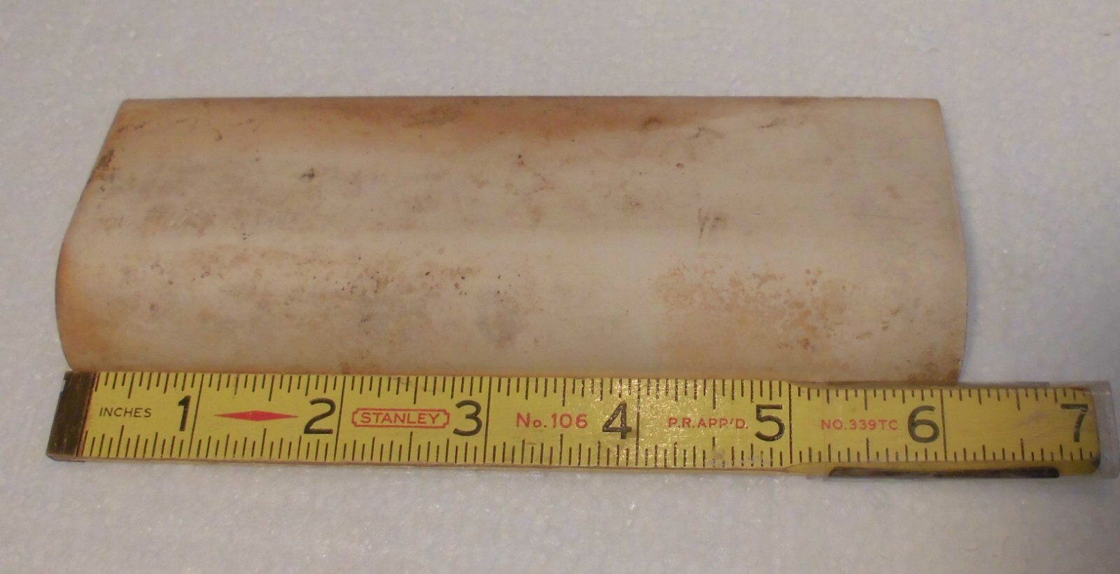 1 pc. Shell Pink 2” X 6-1/8” Glossy Ceramic Cove Base Tile, Flat Top, Mid-State