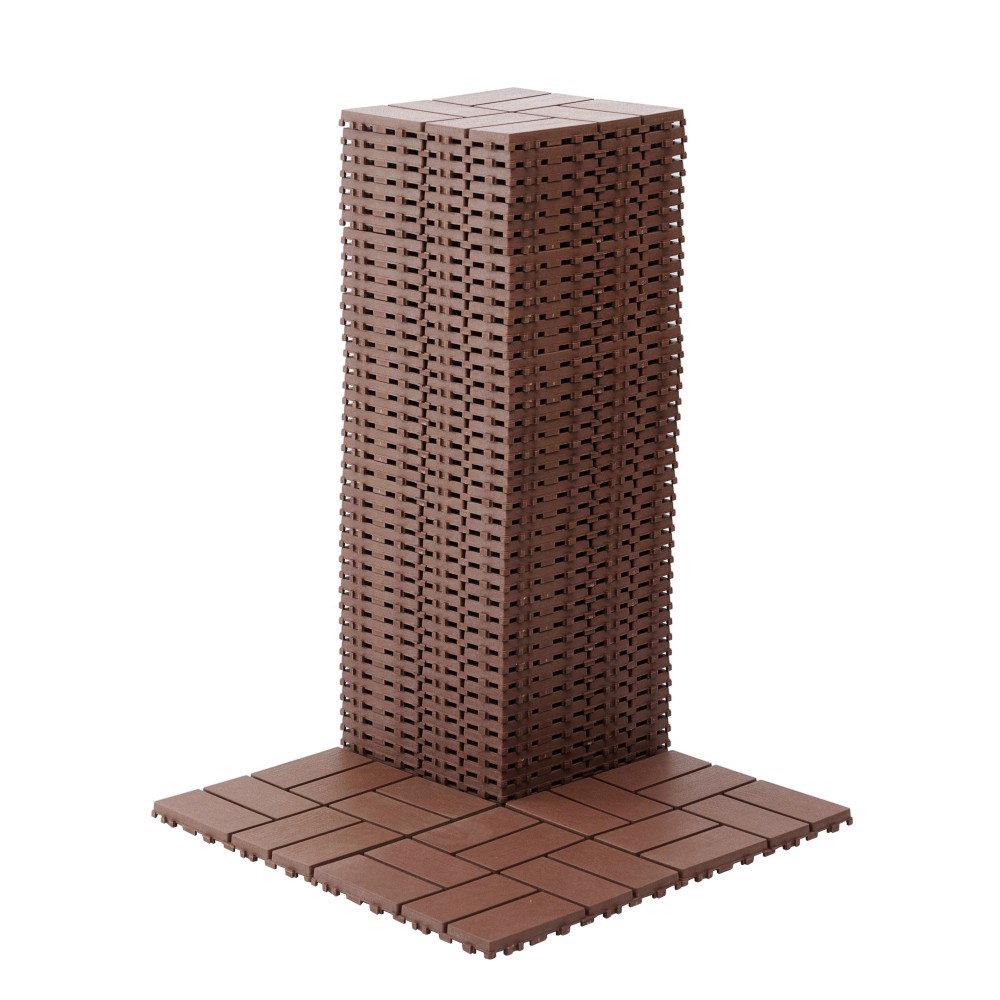 44 Pack Plastic Interlocking Deck Tiles 12″x12″ Square Waterproof All Weather