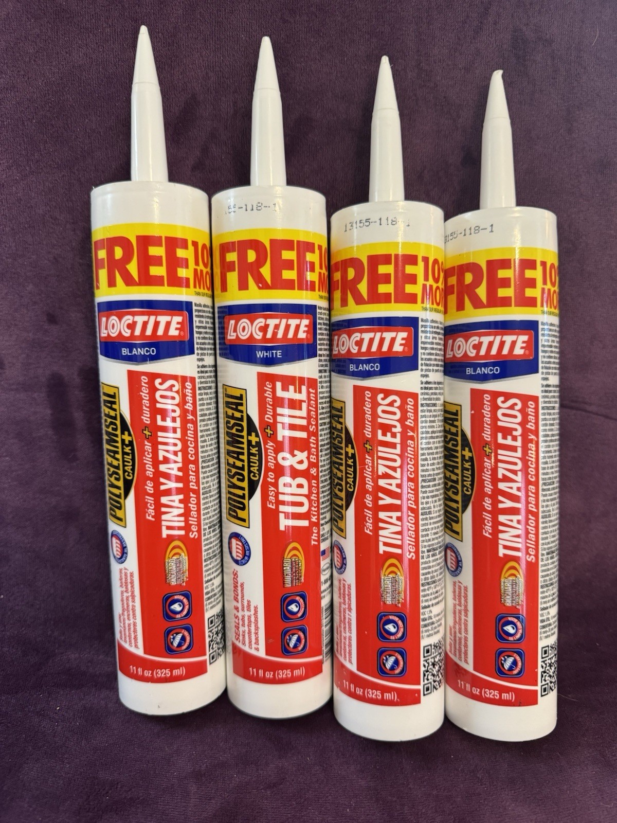 Lot Of 4 Loctite Tub & Tile 11 fl oz White Polyseamseal Watertight Fight Mold